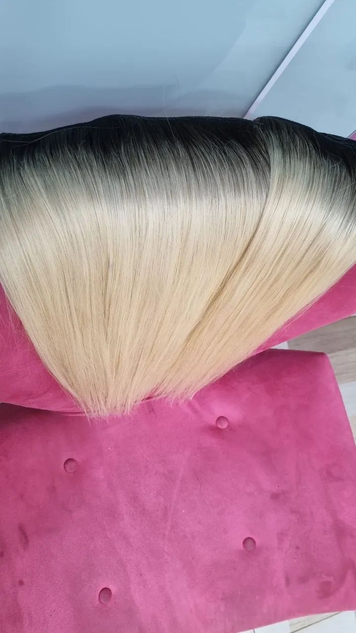 Cabelo humano loiro pérola 55cm tela pronta  - Foto 2