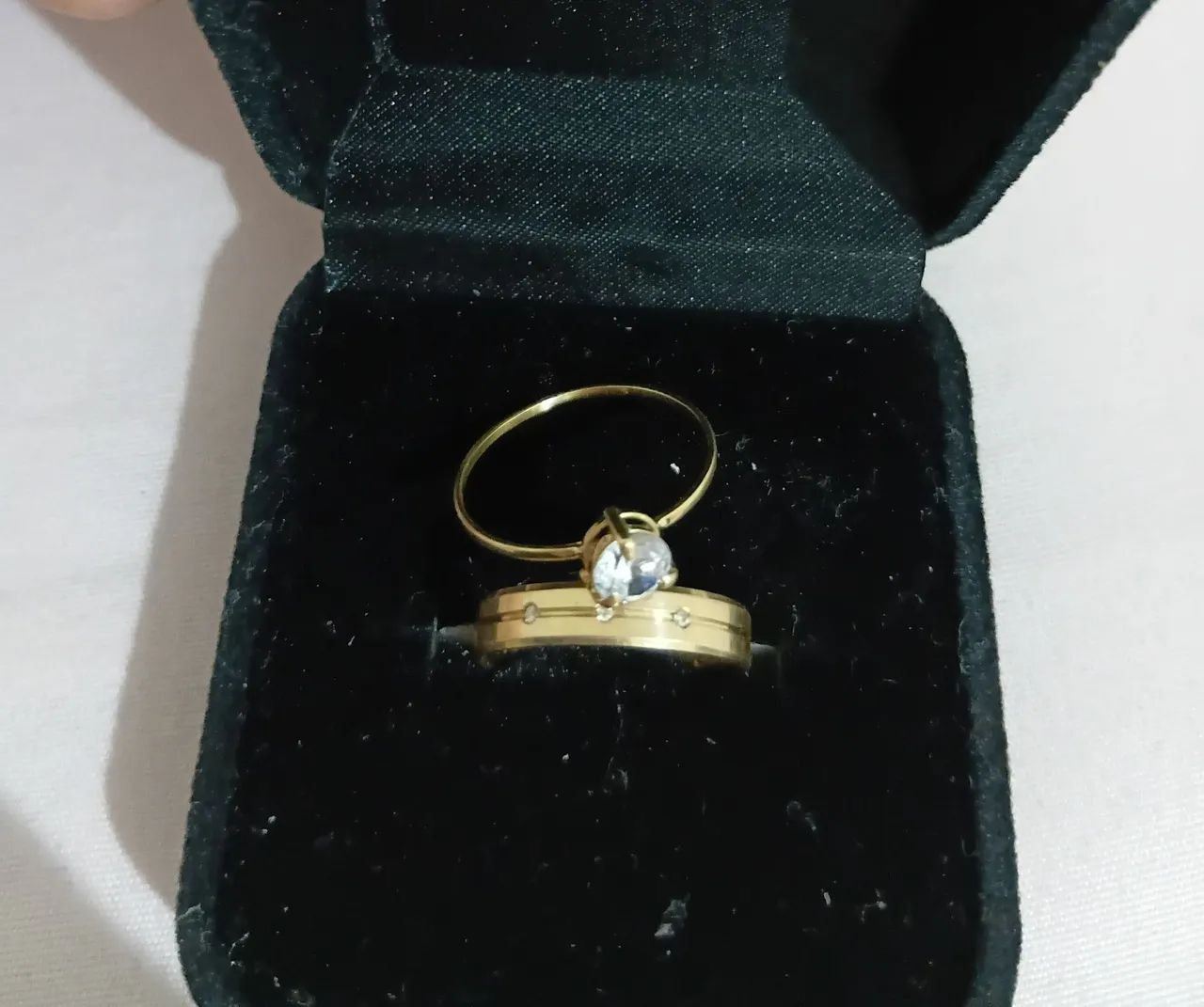 Aliança e aparador ouro 18k