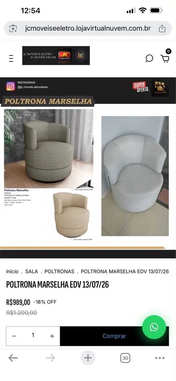 POLTRONA GIRATÓRIA MARSELHA  - Foto 3