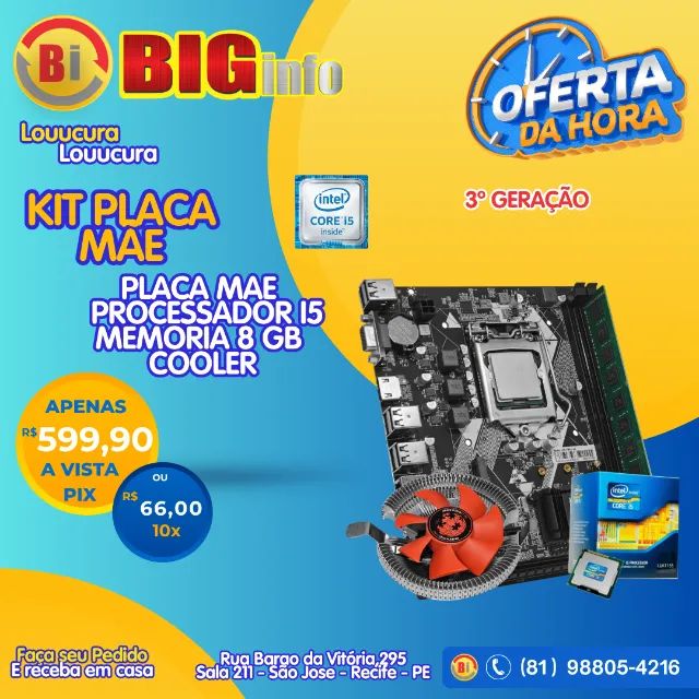  Kit, Intel Core i5-3470, H61 DDR3, 8GB - Em ate 10x Fixas 