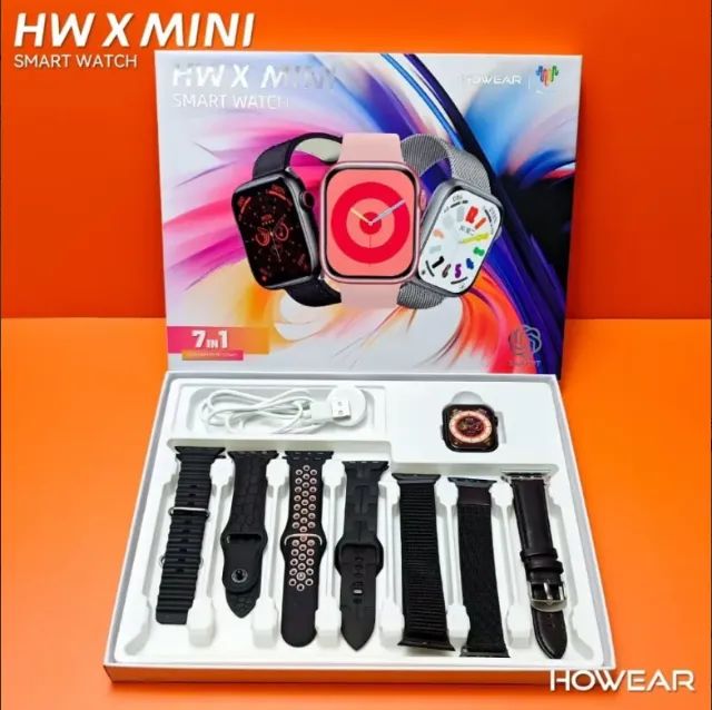 Smartwatch Mini HW X MINI Howear Preto 7 Pulseiras Feminino