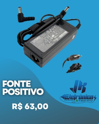 Fonte positivo 19v 3.42A (Também compatível: Cce, Itautec, Intelbras, LG..) 