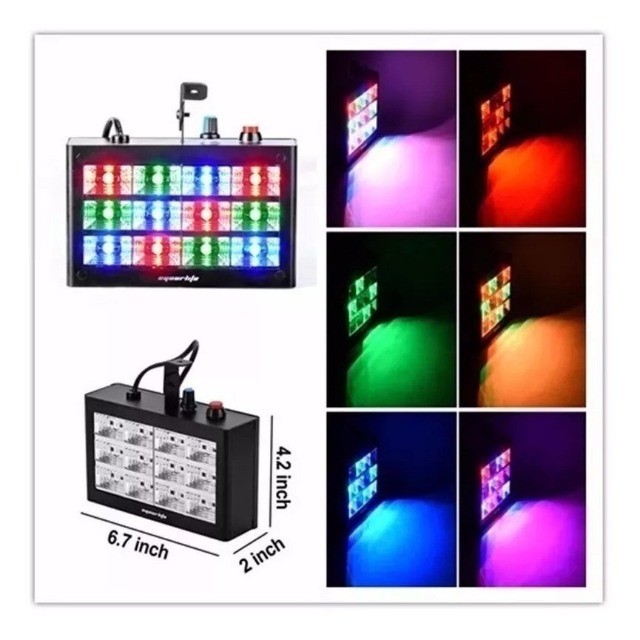 Kit 2 Strobo 12 Leds Rgb 15w Rítmico Bivolt Automático - Foto 3