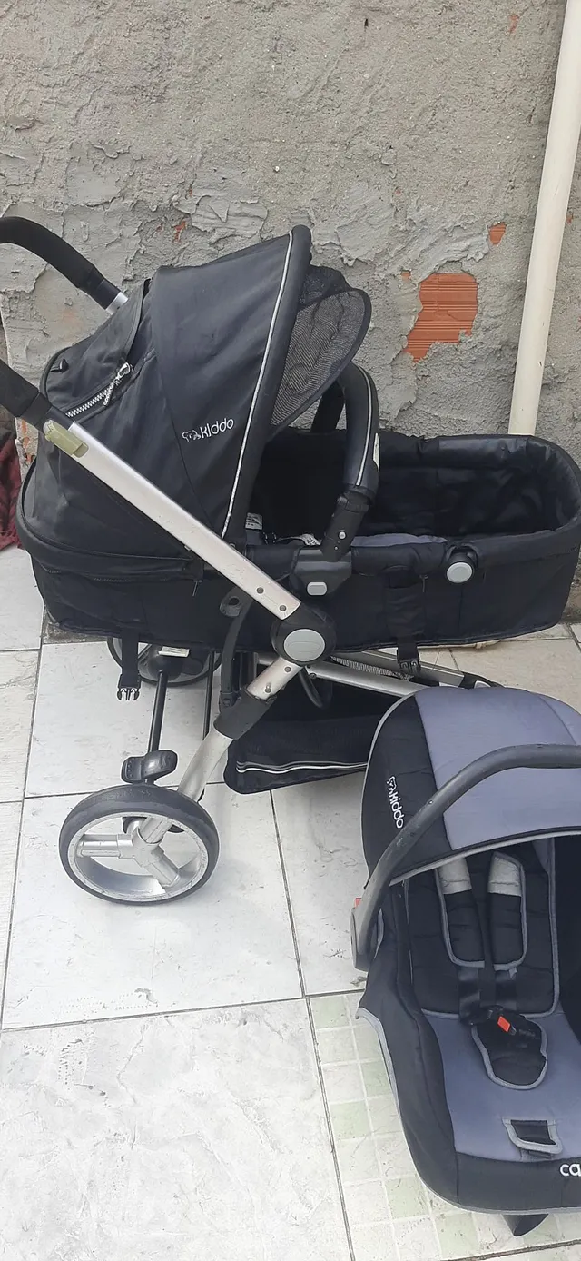 Carrinho de Bebê Travel System kiddo Spin 360° Preto + Caracol Xadrez Preto