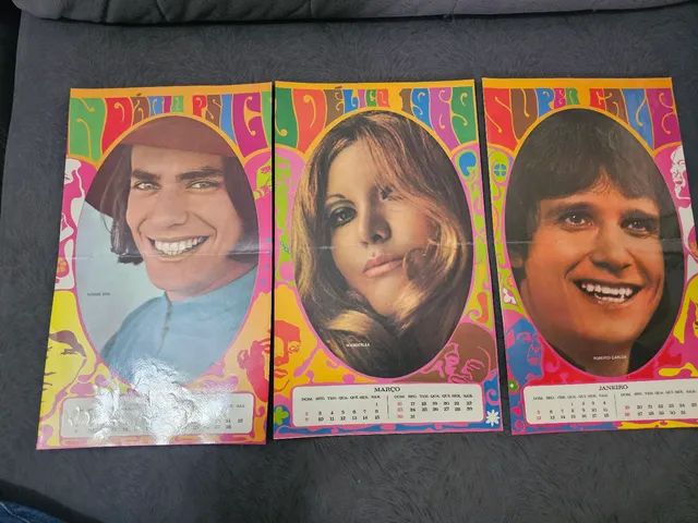 Poster antigo calendário revista contigo decada 70 80