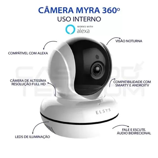 Câmera Inteligente Wifi Giratória Full HD Myra 360 ESC-WR5F Elsys - Foto 5