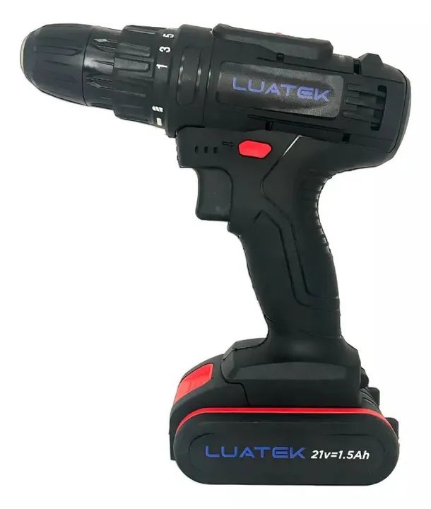 Parafusadeira Furadeira Marca Luatek 21v C/ Ferramentas 2 Baterias Cor Preto 110v/220v  - Foto 4