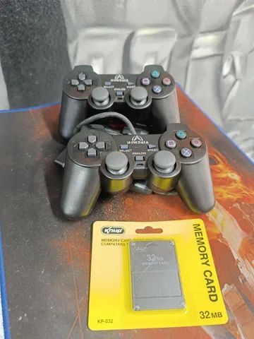 Controle PS2 excelente qualidade,kit com 2 controles e memory card apenas 89,99