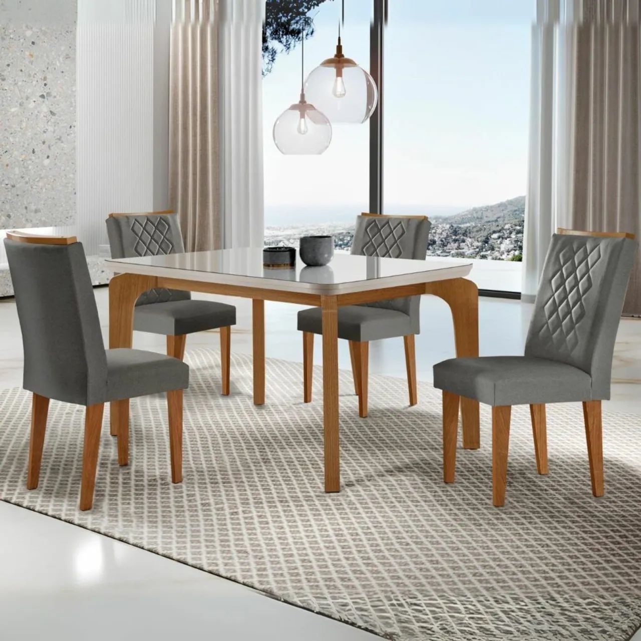MESA QUATRO CADEIRAS EM LINHO !!! TOT428