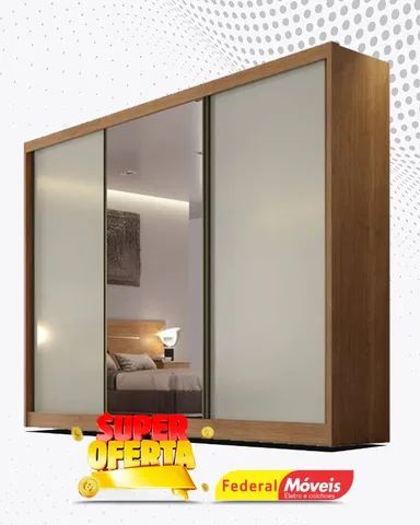 Guarda Roupa Casal 100% MDF 3 Portas 6 Gavetas com Espelho Promoçao Fazemos Entrega Novo