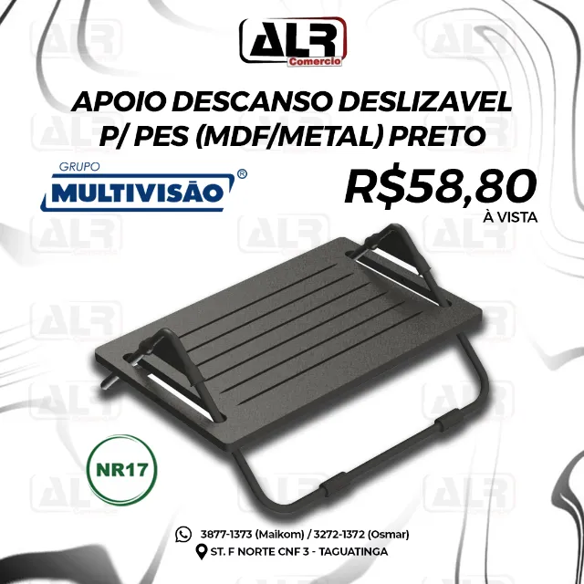 SUPORTE APOIO DESCANSO PARA OS PES ARMAÇÃO METAL BASE DE MANDEIRA MDF DESLIZAVEL MULTIVISA
