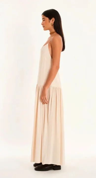 Vestido longo bege de alça - Foto 2