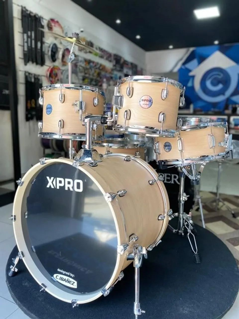 Bateria X-pro Stage Jd-03 Bd 20  5 Peças Brown Wood Grain 