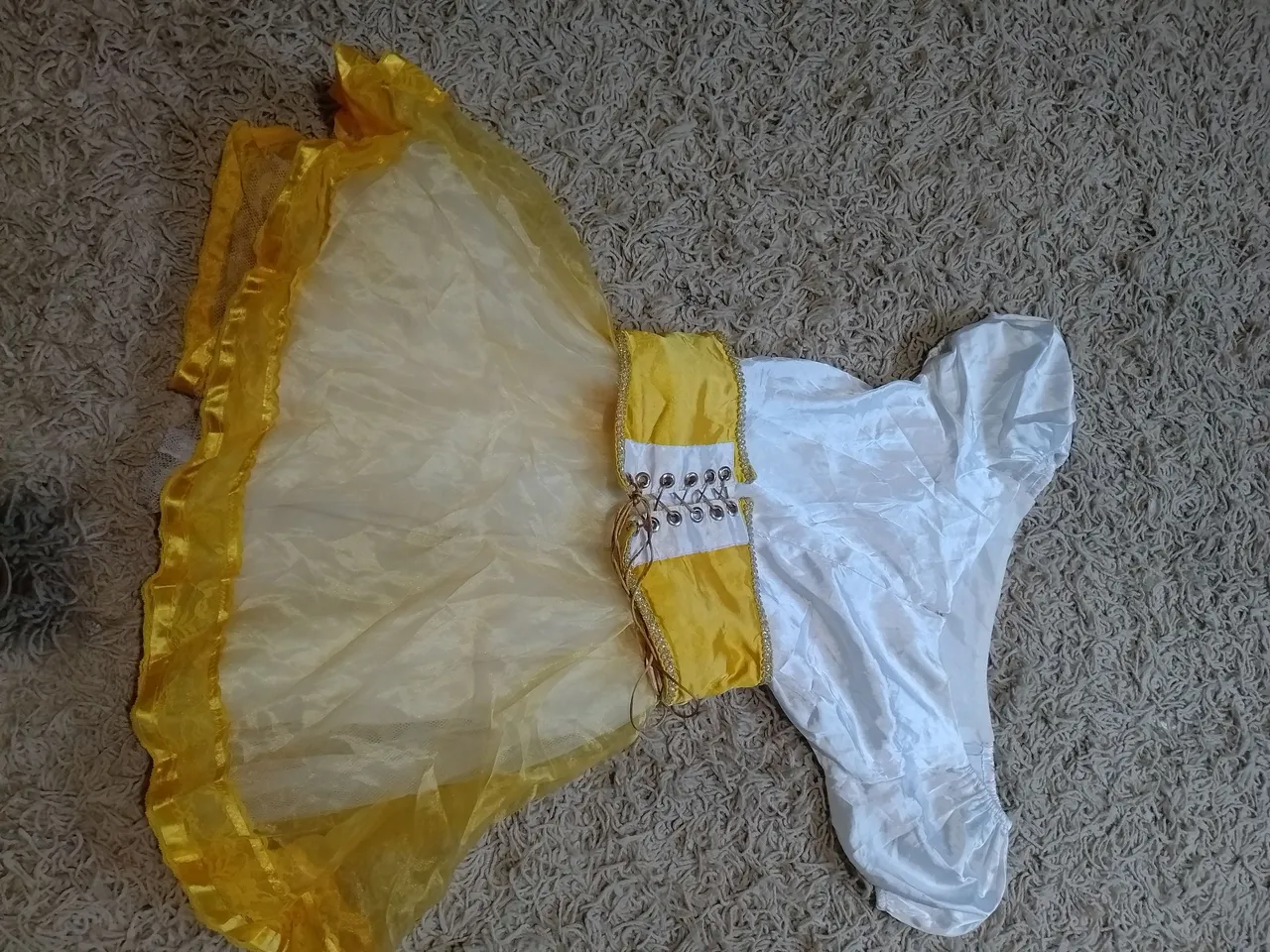 Vestido Infantil Princesa - Amarelo e Branco