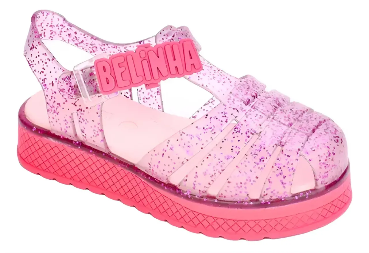 Sandália Infantil Glitter Belinha - Rosa + Sandália Barbie - Preta + Bota Preta