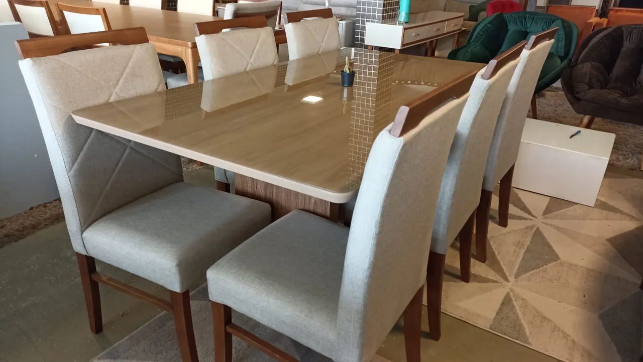 Mesa de jantar completa resistente de madeira  - Foto 2