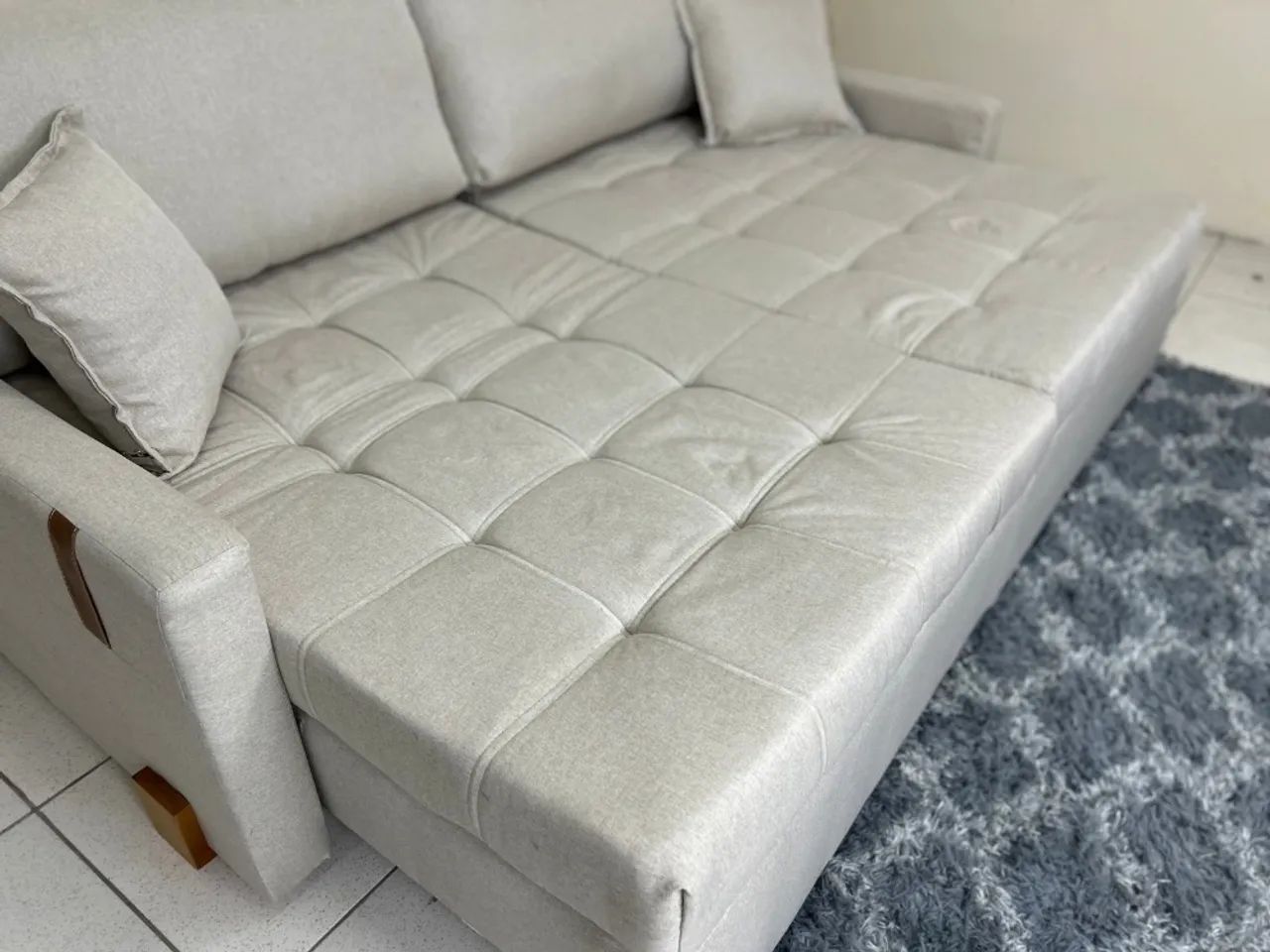 Sofá Cama/Retrátil Chicago 2.20m - Bege Linho - Foto 2
