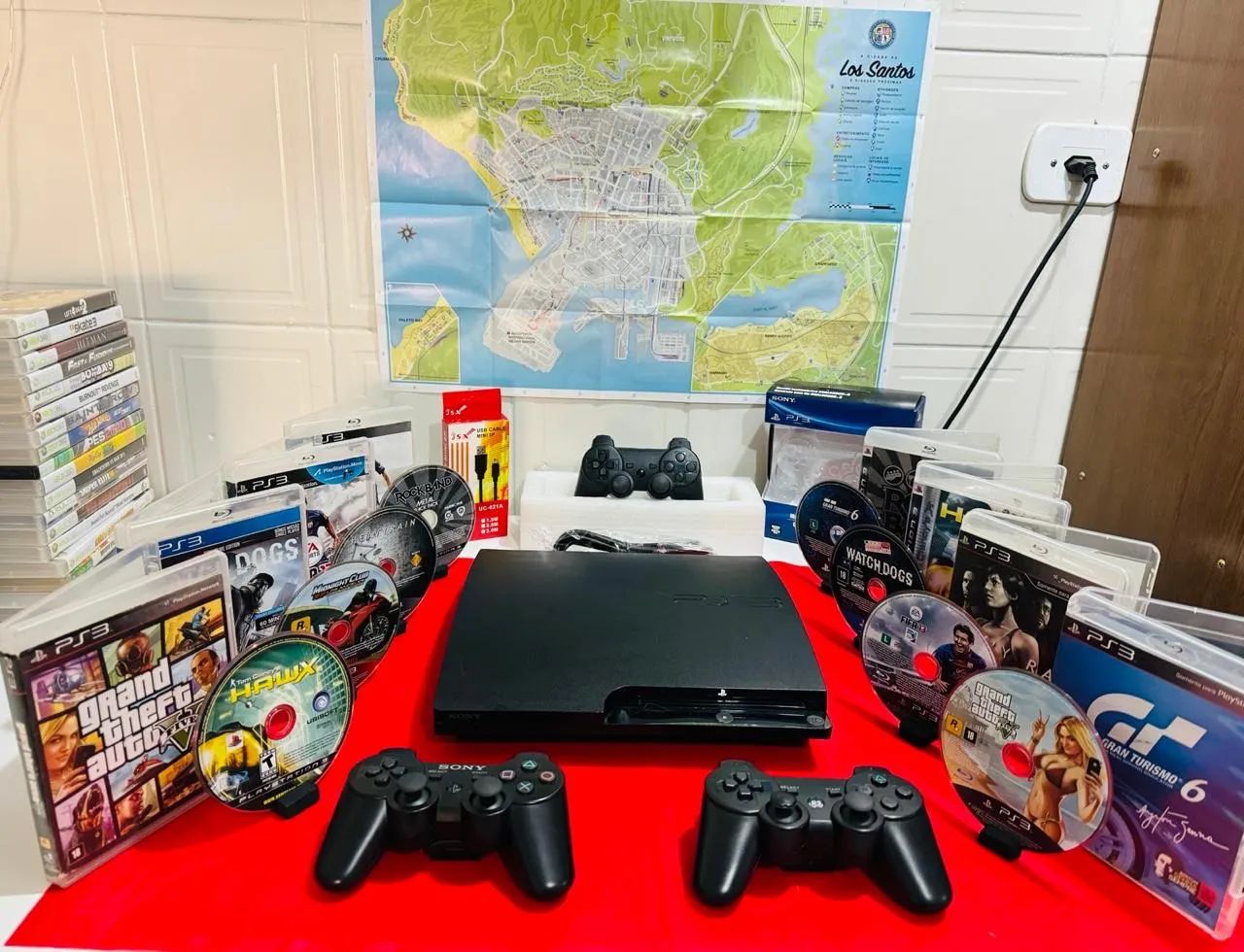 Ps3 Slim Desbloqueio HEN + 2 controles + jogos + parcelo em até 12x 
