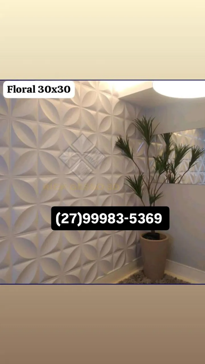 Revestimento 3D Floral 30x30 Gesso 3D