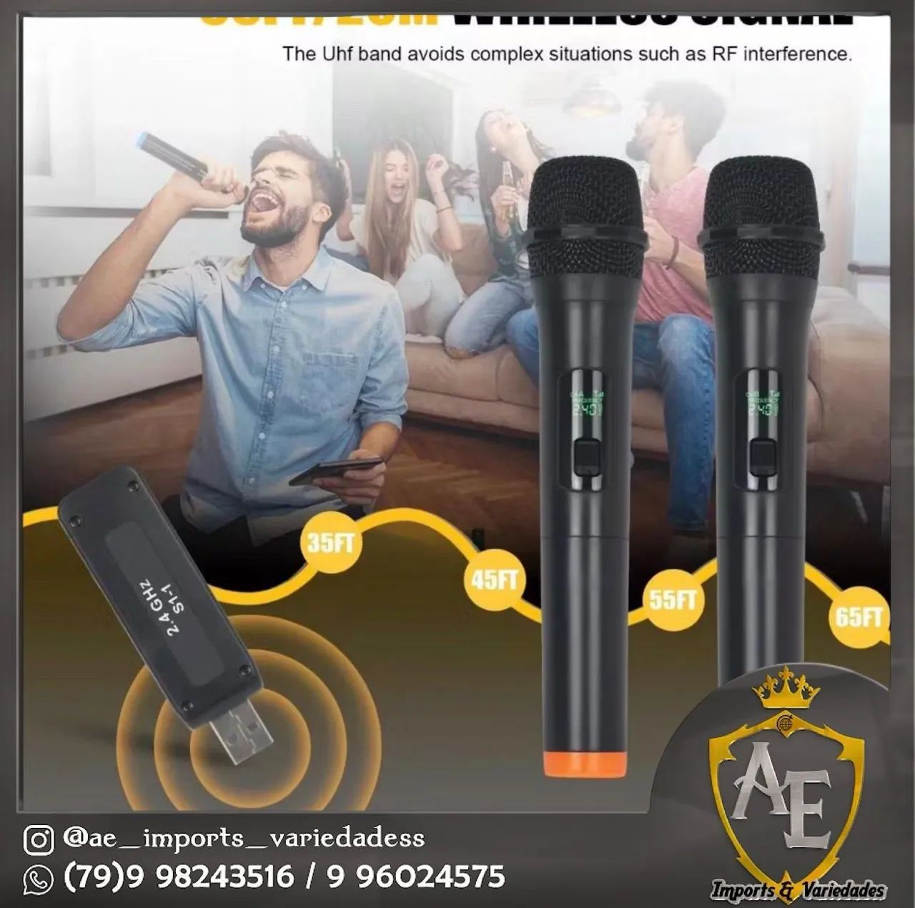 Kit 2 microfones sem fio 