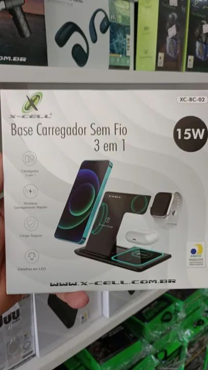 Base Carregador Sem Fio 3 em 1 - 15W