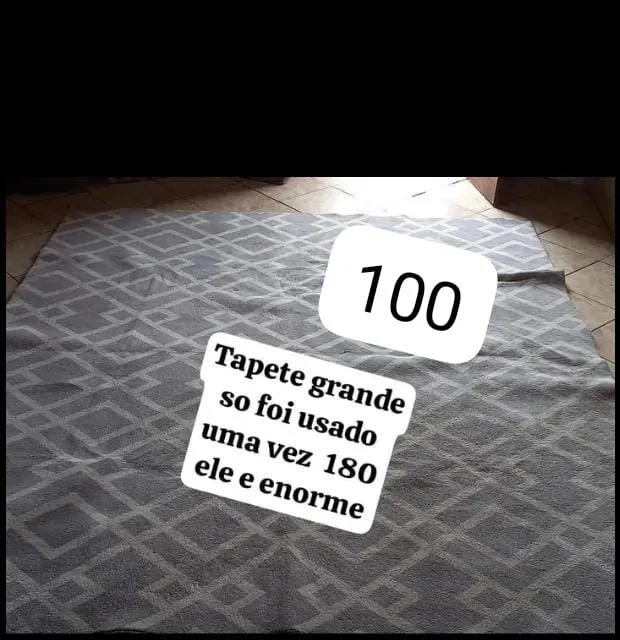 Tapete grande cinza, usado apenas 1 vez