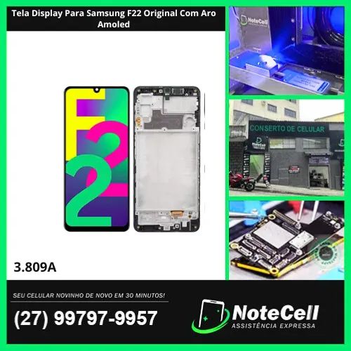 Tela Display Para Samsung F22 Original Com Aro Amoled- Instalada em 30 min!