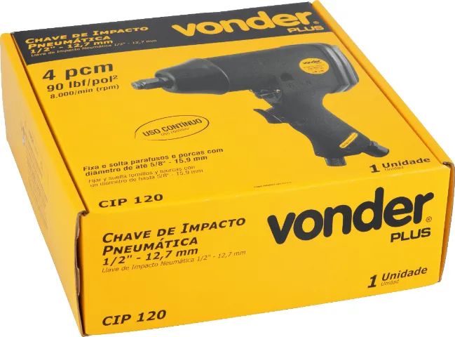Chave de impacto pneumática 1/2" - 12,7 mm, CIP 120 VONDER PLUS  - Foto 3