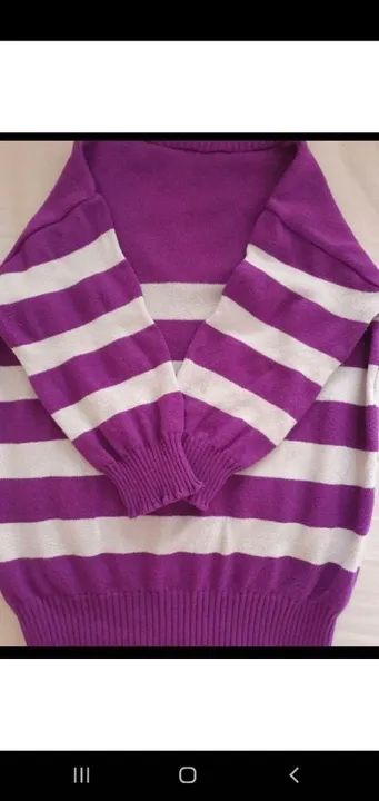 Suéter listrado roxo e branco - Foto 2