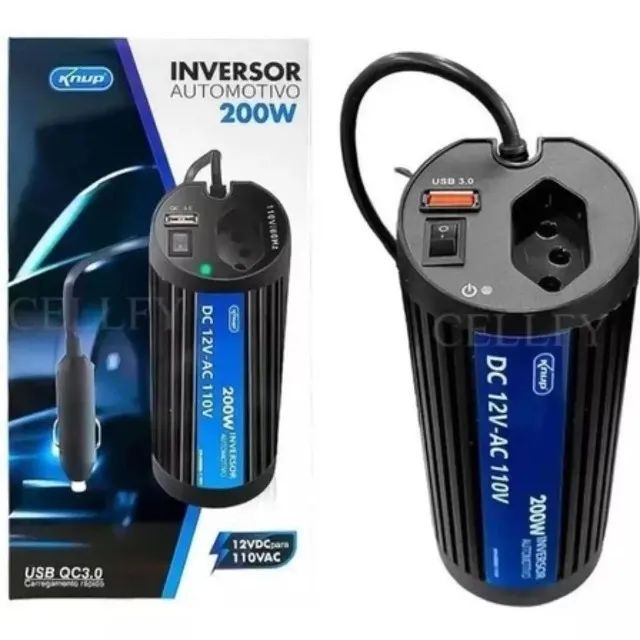 Inversor Tensão 12v 110v 200w Veicular Transformador Tomada