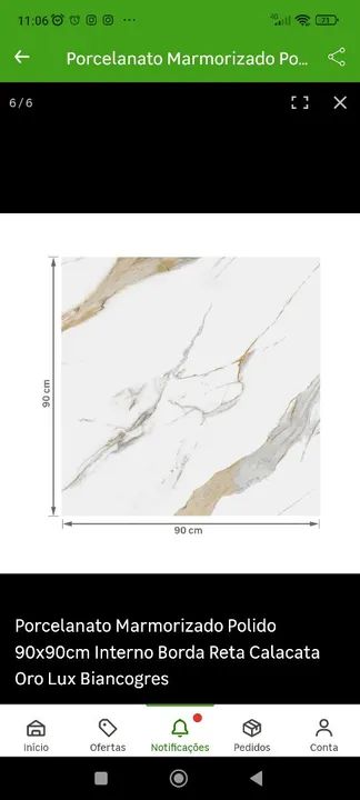 Porcelanato biancogres calacata 90x90