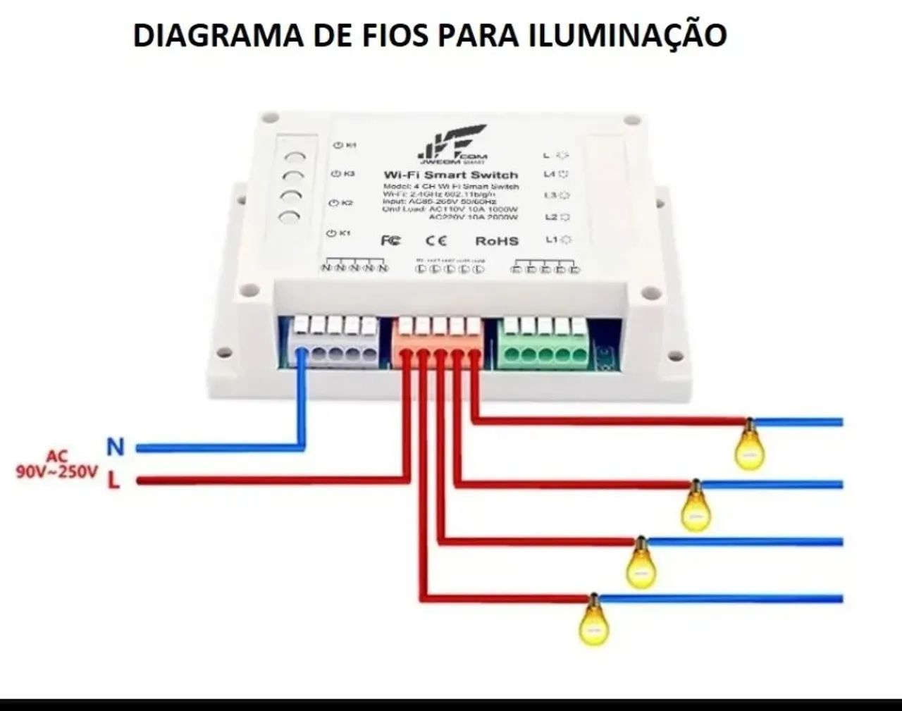 Interruptor JWCOM wifi 4 CH Pro igual Sonoff Rev 2 - Foto 3