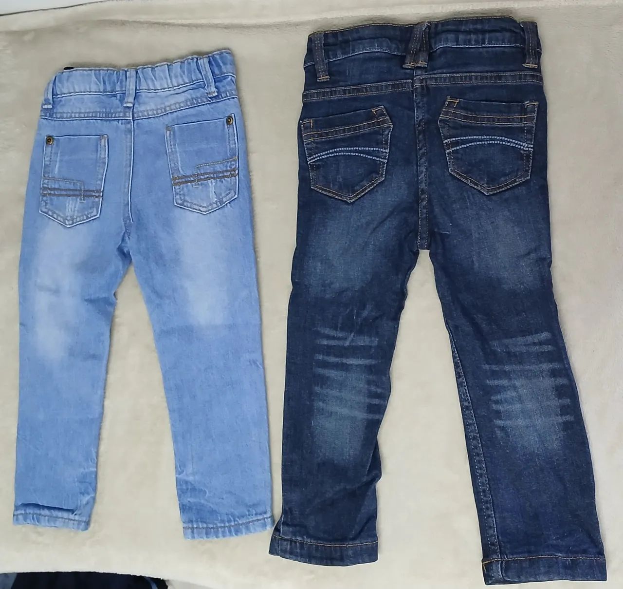 Kit 2 Calças Jeans Infantil Azul Claro e Azul Escuro 1 a 2 anos<br> - Foto 2