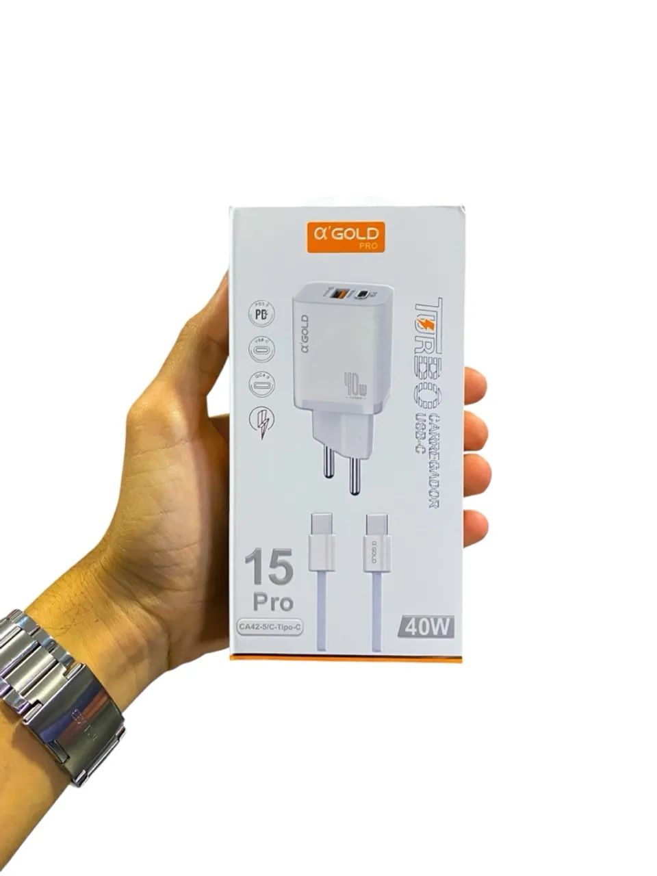 Carregador Turbo 40W AGOLD 15 Pro USB-C