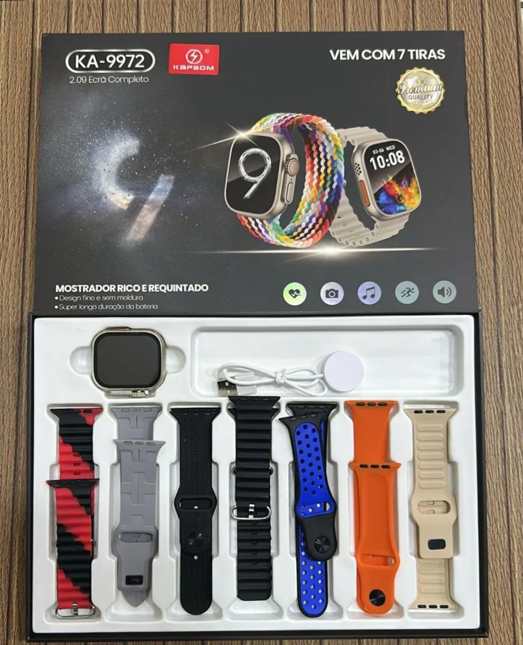 Smartwatch com 7 pulseiras