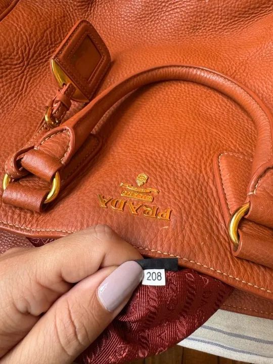 Bolsa Prada laranja vitello daino original - Foto 5