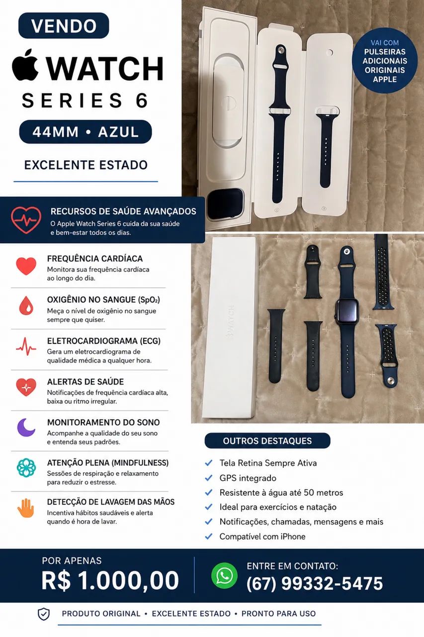 Apple Watch Serie 6 - Impecável - Foto 5