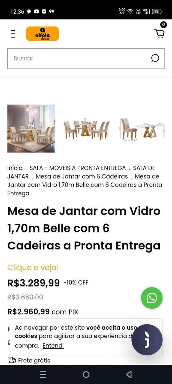 Mesa de Jantar Retangular e 4 Cadeiras - Foto 2