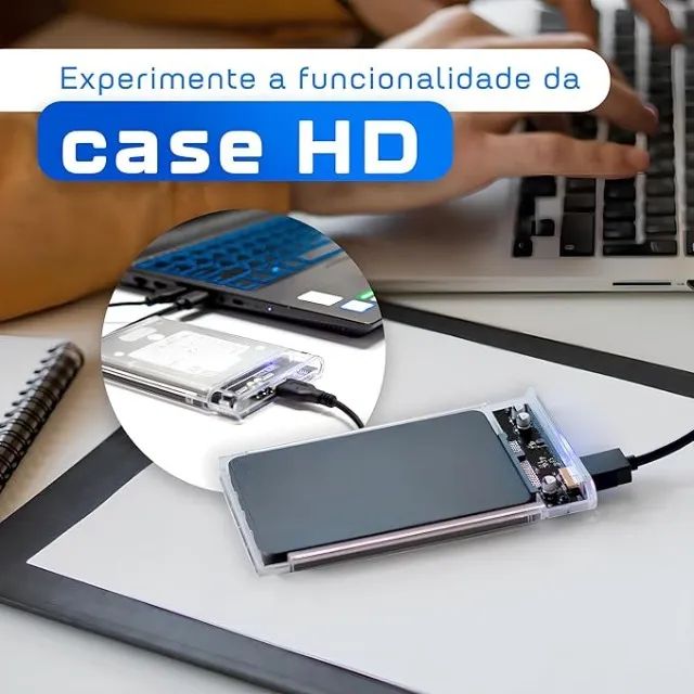 Case para HD Externo SATA 3 USB 3.0 Alta Velocidade Compacto Plug & Play até 5TB Compatíve - Foto 2
