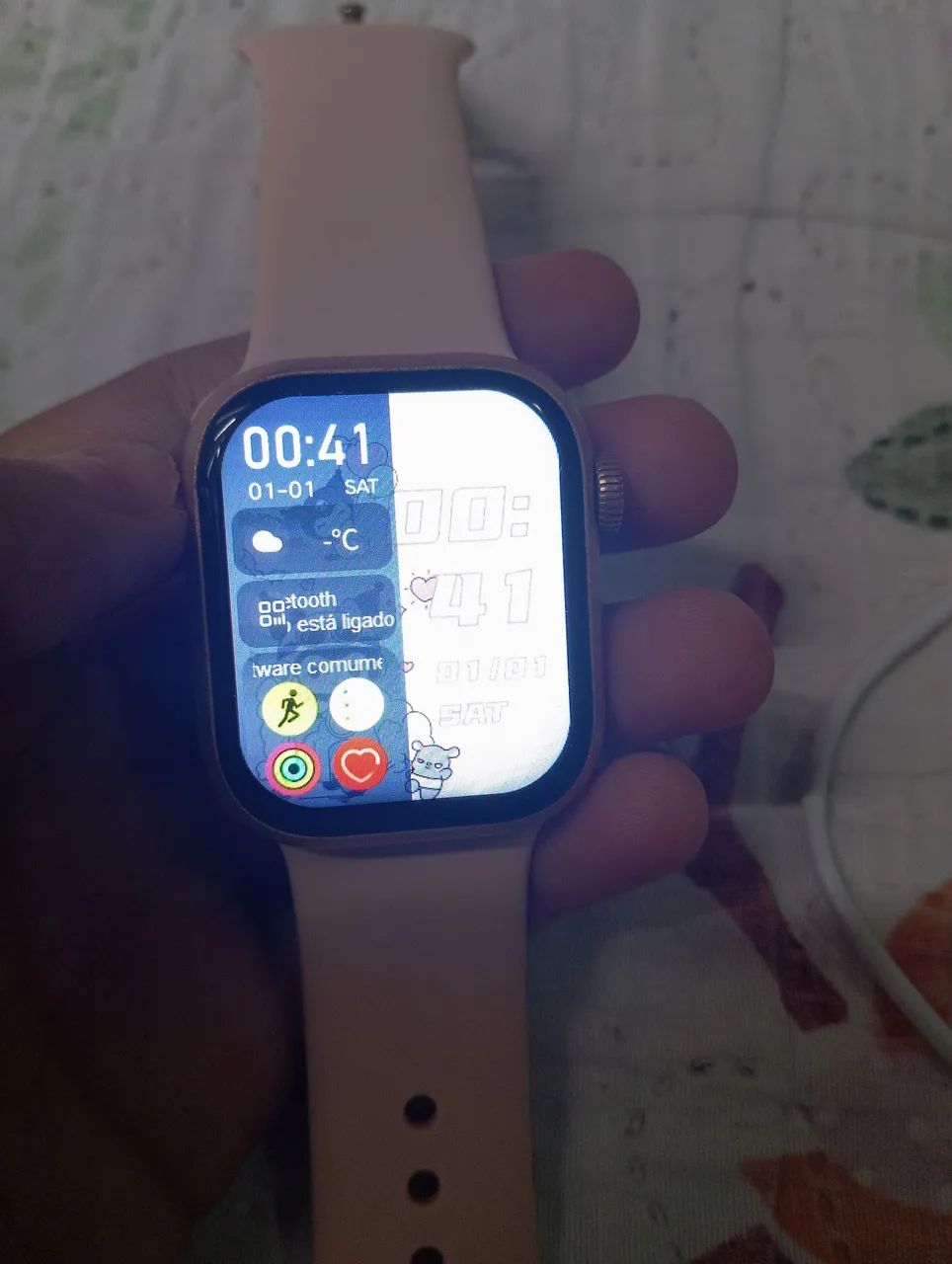Relógio smartwatch gs9 mini rosa - Foto 5
