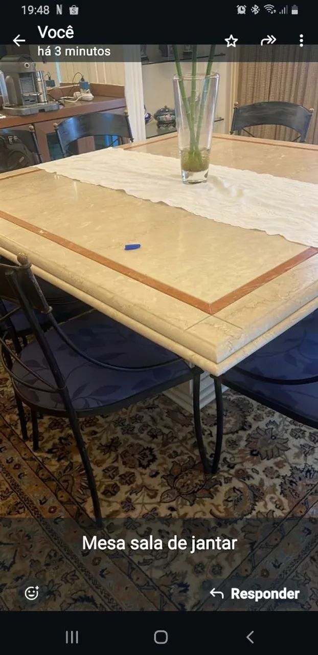 Mesa de mármore Travertino Romano bege 8 lugares