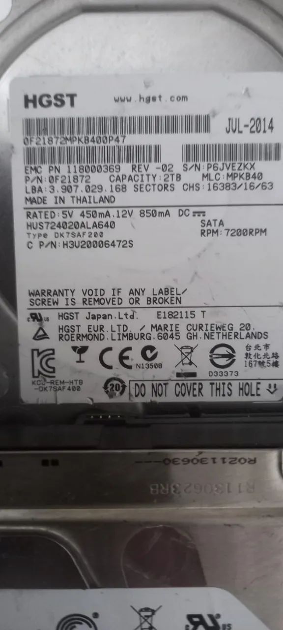 Hd Sata 2TB Funcionando Hitachi (HGST) perfeitamente,Porem Em Alerta O Valor É 1 Unid. - Foto 2