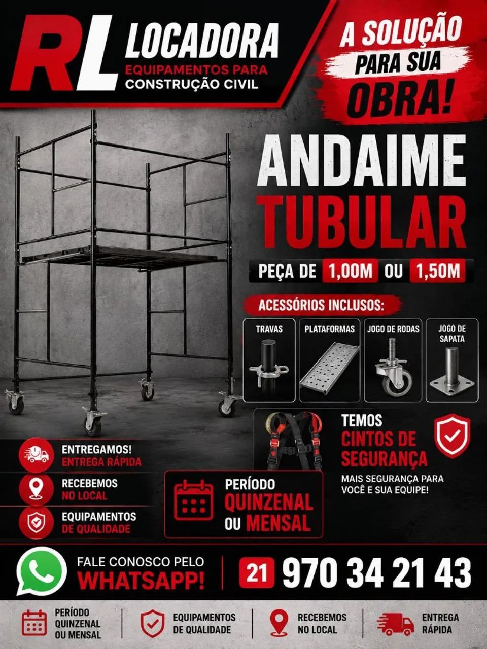 Andaime tubular para obra 