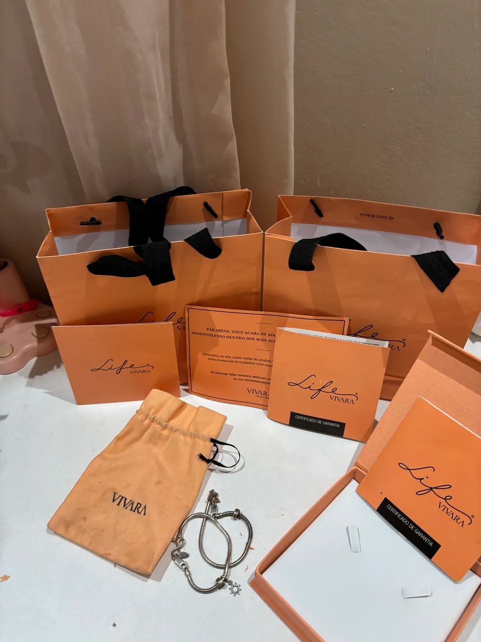 Kit 2 Pulseiras Vivara Life + Berloque Prata 925 - Foto 5