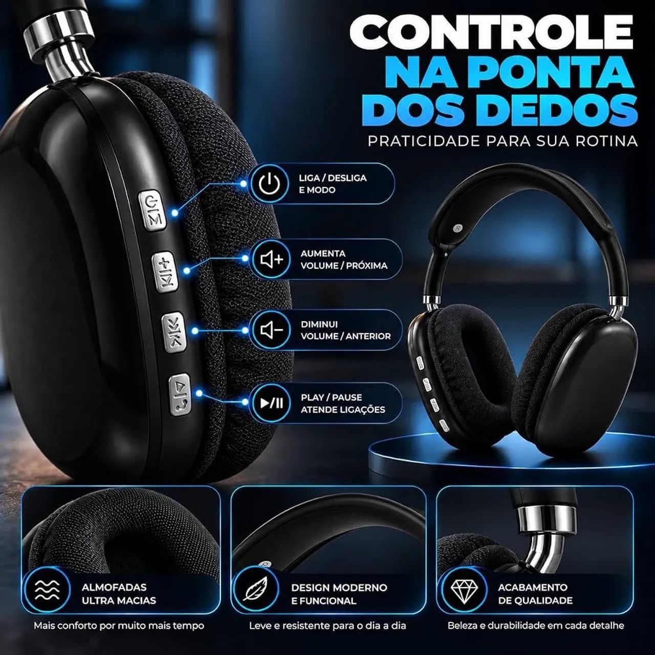 Fone de Ouvido bluetooth P9 - Foto 3