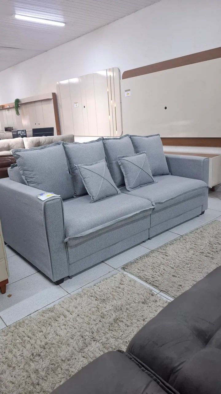 Sofa cama caixa 0/2.20M no linho com molas na estrutura 