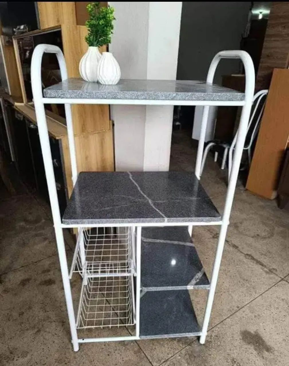 Fruteira Mármore E Ferro NOVA