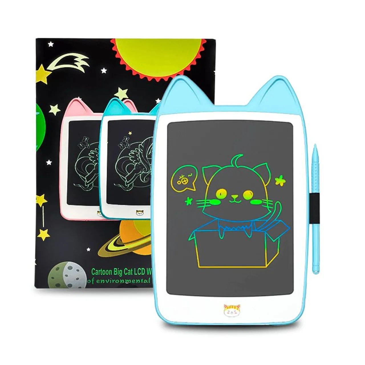 Lousa Mágica Gatinho LCD 10 Polegadas Infantil Tablet de Desenho com Caneta Azul<br> - Foto 2