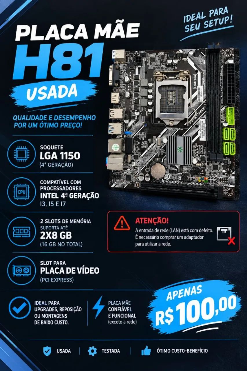 PLACA MÃE H81 USADA