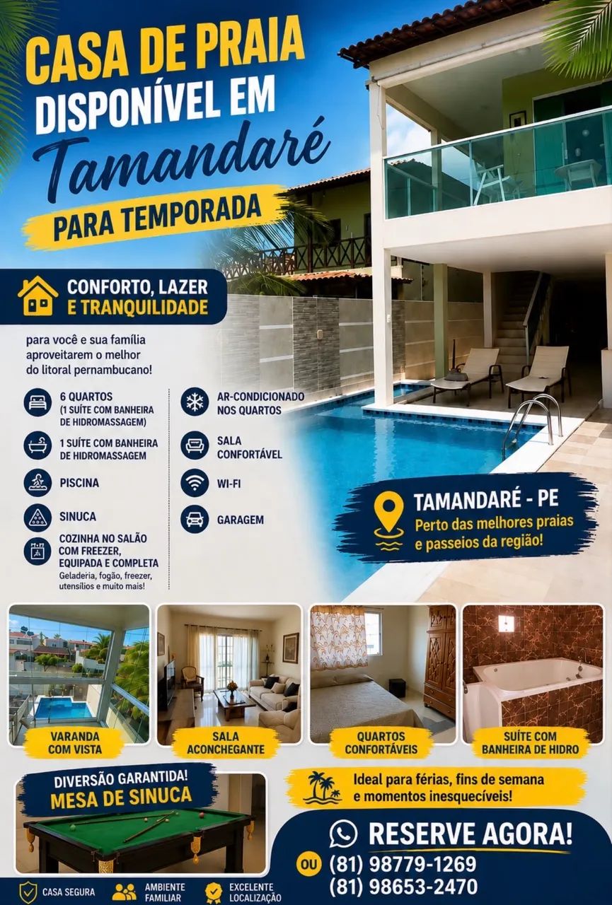 Aluga-se casa em Tamandaré com piscina 